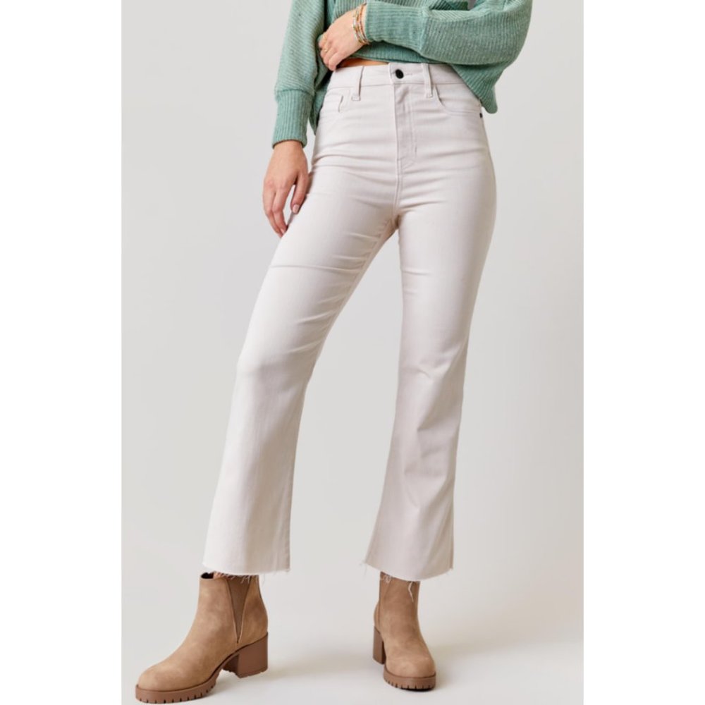 Harper Heritage Natural Frayed Kick Crop Jeans